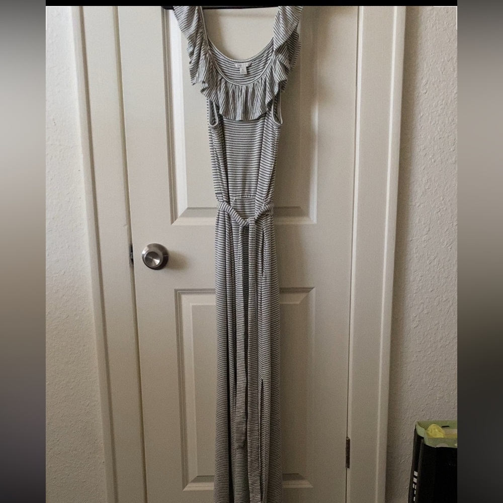 Cato EST. 1946 white with black stripe maxi dress, size XL.
